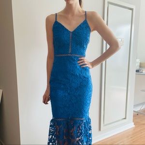 Midi blue crochet lace dress Lulus